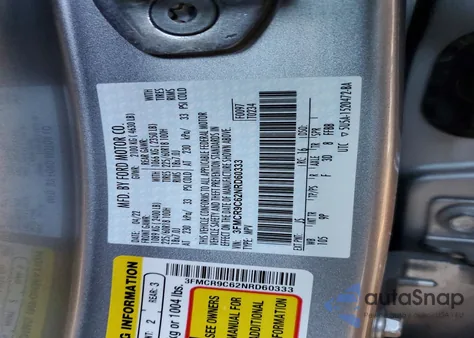 2022 Ford Bronco Sport Outer Banks z USA, uszkodzony, nr VIN 3FMCR9C62NRD60333